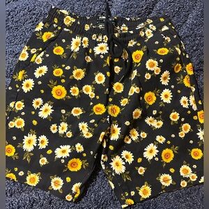 H&M drawstring Floral Black and Yellow Men's Shorts